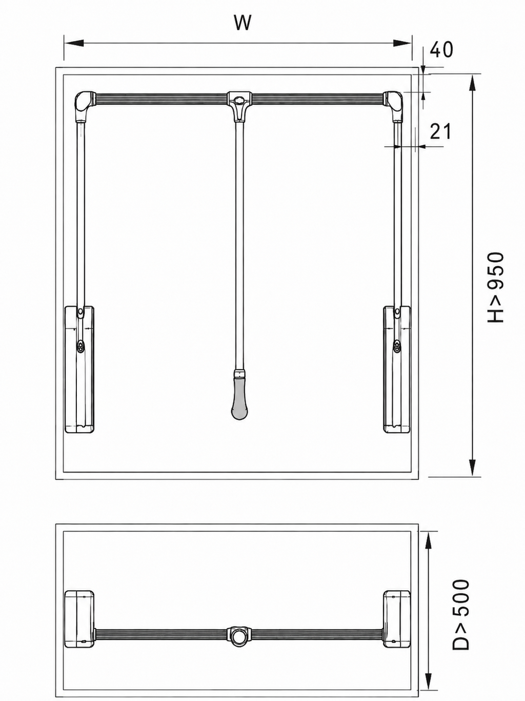 WROBE Cabideiro Elevatório Manual (basculante)