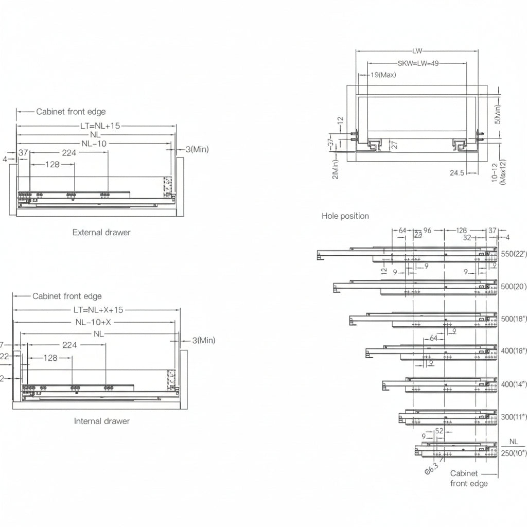 XLIDE – Corrediça Oculta Premium com Amortecimento e Movimento Sincronizado